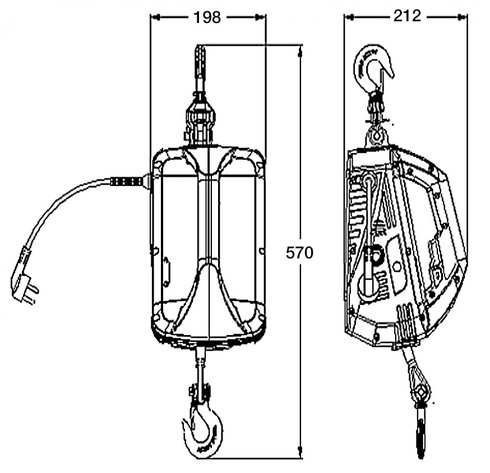 Electric wire hoist with remote control 230V 50Hz VANOS blueprint