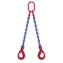 Two leg chain sling with MC2 masterlink and SLC safety hook