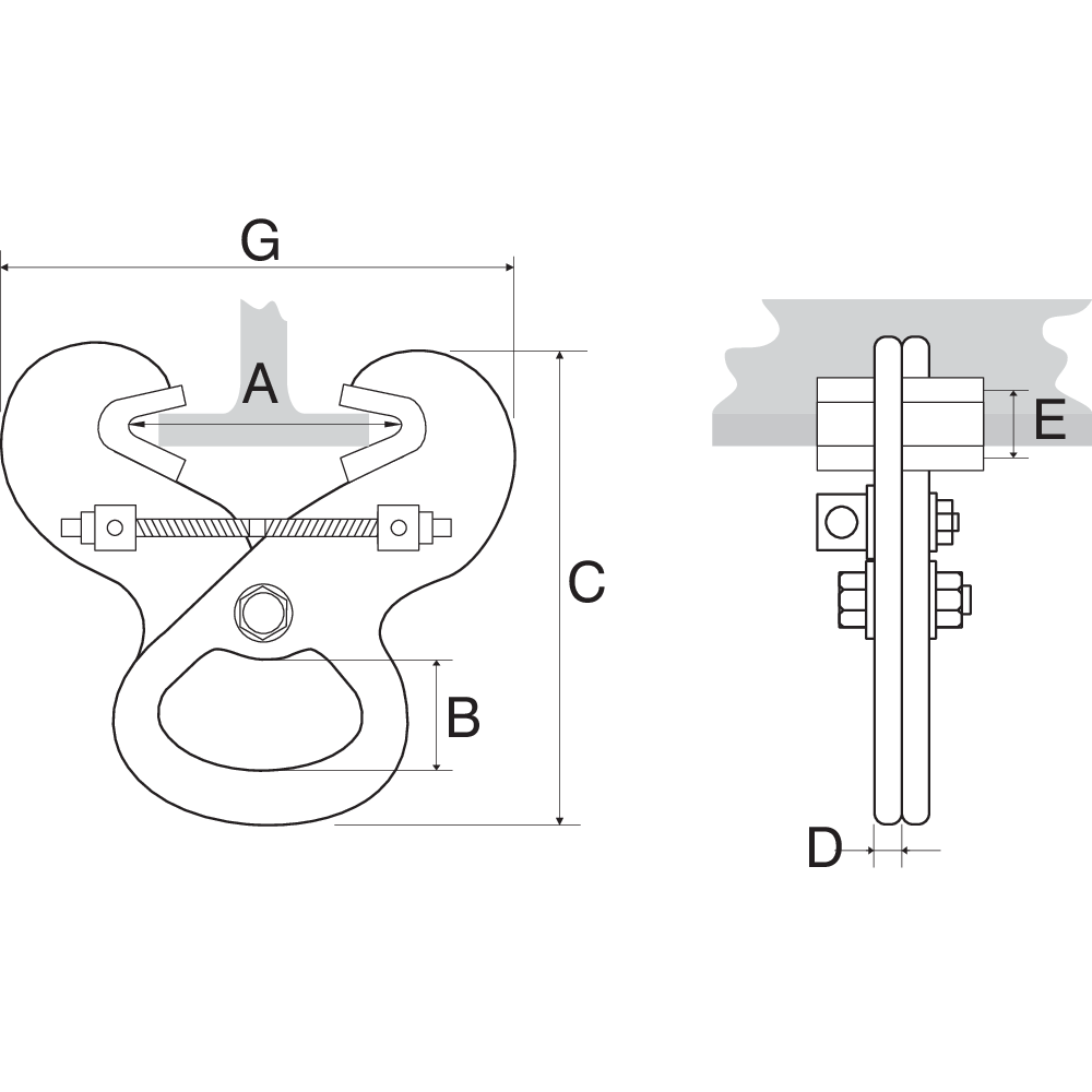 Trägerklemme Superclamp PFC Technische Zeichnung