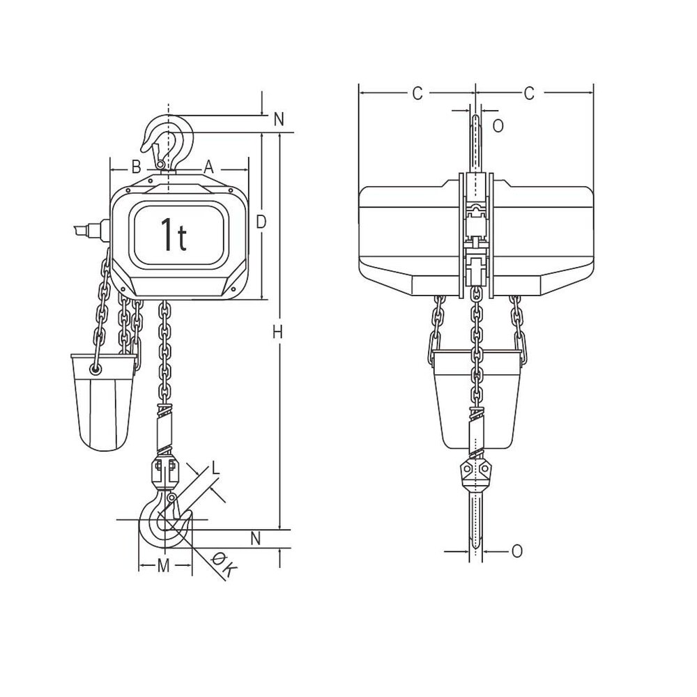 FAH 400 V electric chain hoist 1 speed