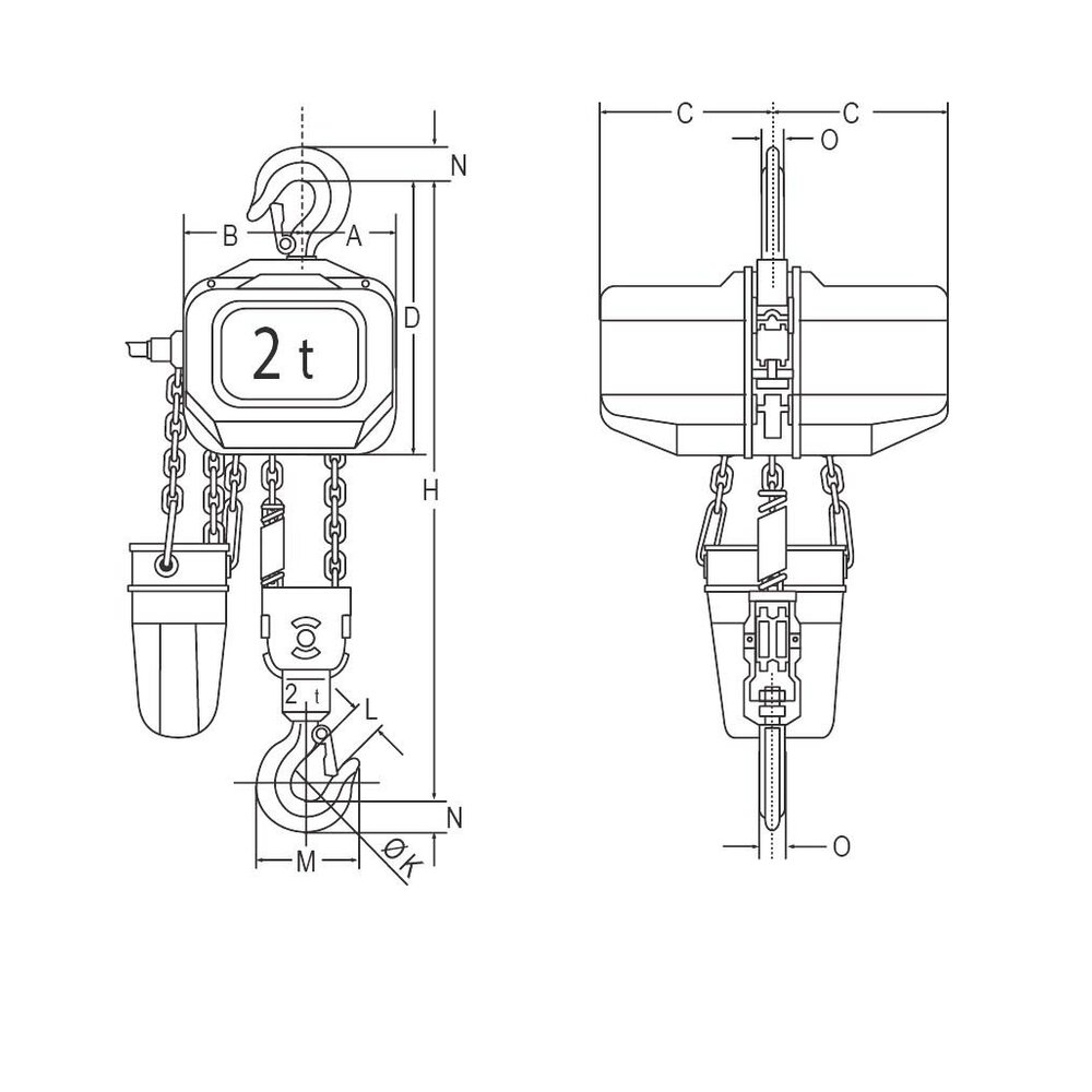 FAH 400 V electric chain hoist 1 speed
