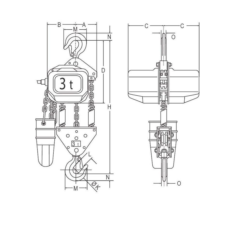 FAH 400 V electric chain hoist 1 speed