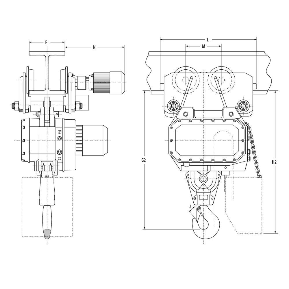 Elektrokettenzug REMA LK / 24V für Hochbelastungen