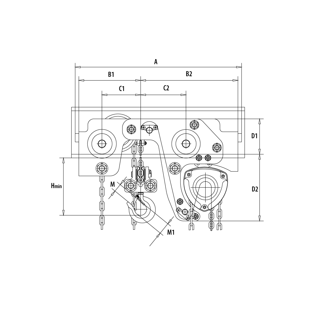 KBT200OD low headroom hoist-trolley