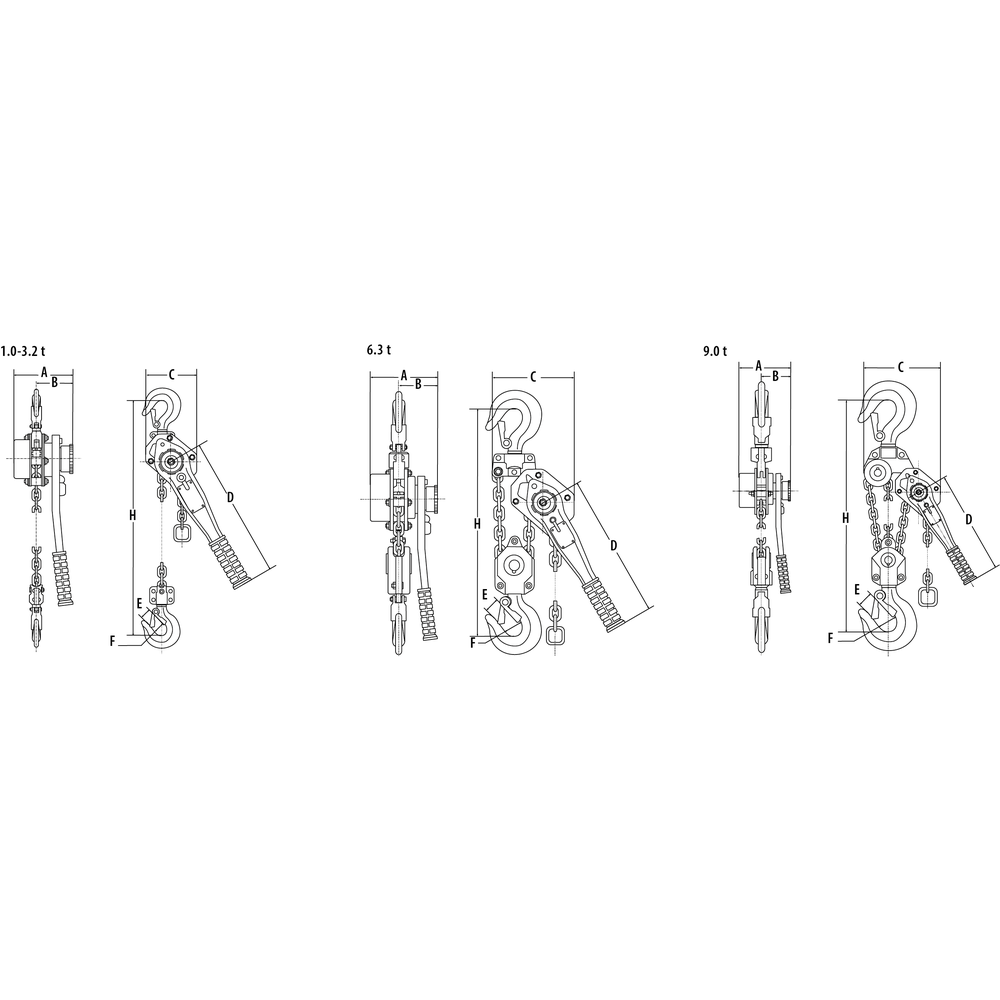 YA lever hoist drawing