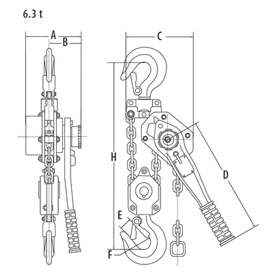 YA Lever hoist drawing 6.3 t