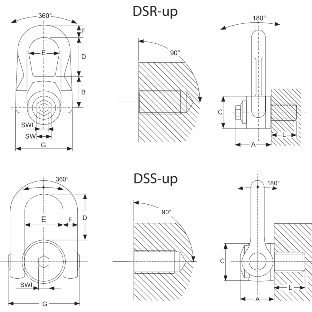 Screw suspension eye DSR/DSS