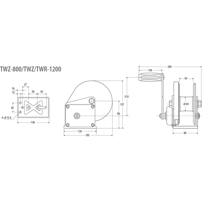 TWZ and TWR manual winches