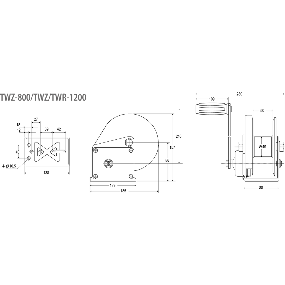 TWZ and TWR manual winches