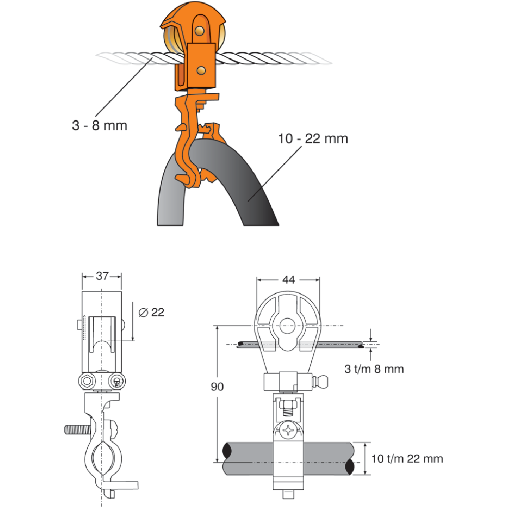 RKW round cable trolley for wire ropes | CERTEX Germany