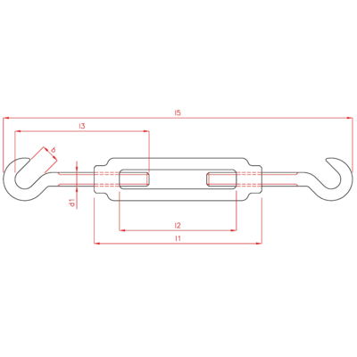 Turnbuckle open type with 2 Hooks SS