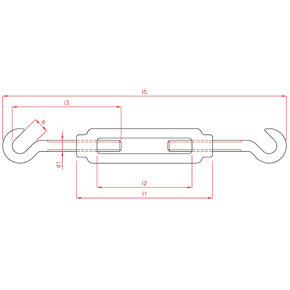 Turnbuckle open type with 2 Hooks SS
