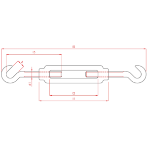 Turnbuckle open type with 2 Hooks SS