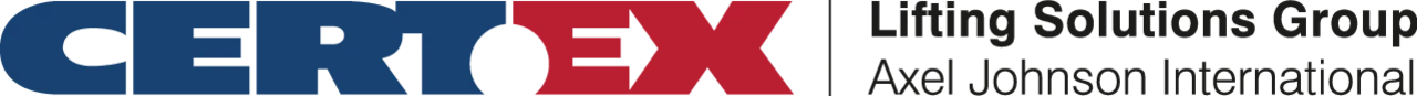 The Logo for the Lifting Solutions Group and Certex combined in text.  Certex is in Blue and Red